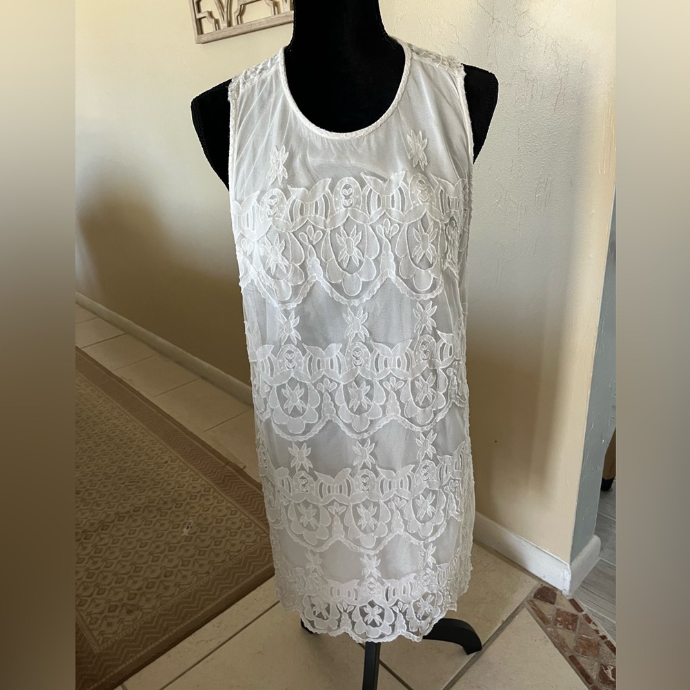 Zadig & Voltaire Rayane Deluxe white lace dress sleeveless cut out sides boho SM